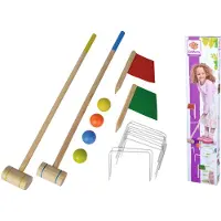 Eichhorn Croquet d'extérieur, avec 2 maillets et 4 boules, drapeau de départ/arrivée et 10 buts inclus, en Ki