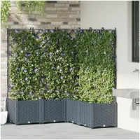 vidaXL Jardin - Jardinière, lot de 5, gris clair, 120 x 120 x 143 cm, plastique
