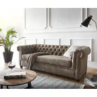 DELIFE Canapé Chesterfield 3 places 200x88 cm canapé vintage taupe