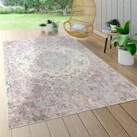 Paco Home Tapis d'intérieur et d'extérieur pour balcon ou terrasse, à poils courts, motif oriental rose, dimensions 60 x 100 cm