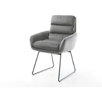 DELIFE Chaise-de-salle-à-manger Abelia-Flex avec accoudoirs velours gris pied trapèze noir