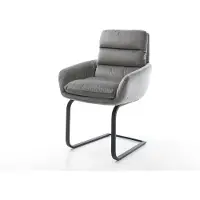 DELIFE Cantilever Abelia-Flex avec accoudoirs velours gris pied cantilever plat noir