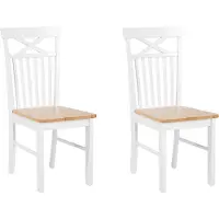 Beliani Lot de 2 chaises de salle à manger, blanc, bois d'hévéa, style scandinave