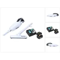 Makita DCL 181 FRGW Aspirateur sans fil 18V blanc + 2x Batteries 6,0Ah + Chargeur