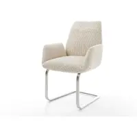DELIFE Cantilever Zoa-Flex côtelé beige vintage pied cantilever plat acier inoxydable brossé ressorts ensachés