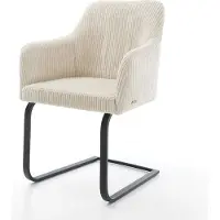 DELIFE Cantilever Greg-Flex côtelé beige vintage pied cantilever plat noir ressorts ensachés