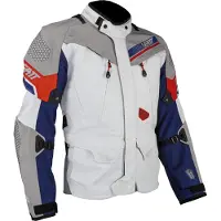 Leatt DriTour 7.5, veste textile imperméable ,Gris Clair/Bleu/Rouge ,L