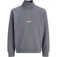 Jack & Jones Sweat-shirt 'JJESoho' gris foncé / blanc