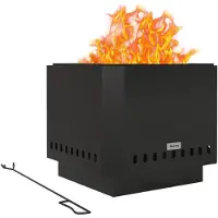 Outsunny Bol de feu Foyer sans fumée avec tisonnier en métal