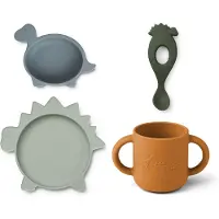Liewood Service de vaisselle 'Vivi' bleu / cognac / gris / vert foncé
