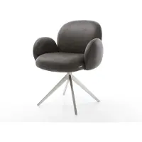 DELIFE Chaise-pivotante Nube-Flex microvelours anthracite vintage pied croisé large acier inoxydable brossé pivotement sur 360° fonction bascule ressorts ensachés