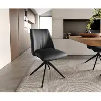 DELIFE Chaise-pivotante Elso-Flex cuir de vache noir pied croisé large noir pivotement sur 360° ressorts ensachés