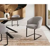 DELIFE Cantilever Caja-Flex avec accoudoirs côtelé gris argenté pied cantilever plat noir ressorts ensachés