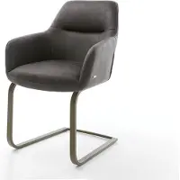DELIFE Cantilever Pejo-Flex microvelours anthracite vintage pied cantilever plat aspect titane ressorts ensachés
