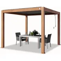 TOOLPORT PRIMEYARD Pergola 3x3 m poteaux en aluminium aspect bois avec lames orientables en aluminium pavillon