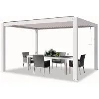 PRIMEYARD Pergola 3x4 m poteaux en aluminium blancs avec lames orientables en aluminium pavillon
