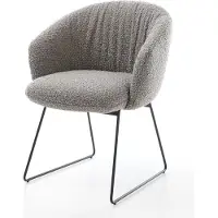 DELIFE Chaise-de-salle-à-manger Caja-Flex avec accoudoirs bouclé gris argenté pied trapèze noir ressorts ensachés