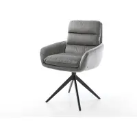 DELIFE Chaise-de-salle-à-manger Abelia-Flex avec accoudoirs velours gris pied croisé large noir