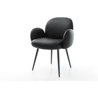 DELIFE Chaise-de-salle-à-manger Nube-Flex avec accoudoirs cuir de vache noir 4 pieds coniques noir ressorts ensachés
