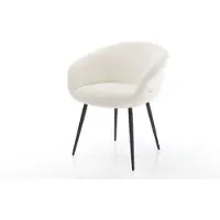 DELIFE Chaise-de-salle-à-manger Vinka-Flex avec accoudoirs bouclé blanc 4 pieds coniques noir ressorts ensachés