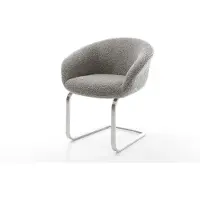 DELIFE Cantilever Vinka-Flex avec accoudoirs bouclé gris argenté pied cantilever plat acier inoxydable brossé ressorts ensachés