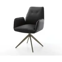 DELIFE Chaise-pivotante Zoa-Flex cuir de vache noir pied croisé large aspect titane pivotement sur 360° ressorts ensachés