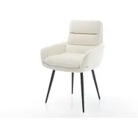 DELIFE Chaise-de-salle-à-manger Abelia-Flex avec accoudoirs bouclé blanc 4 pieds coniques noir