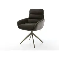 DELIFE Chaise-pivotante Abelia-Flex avec accoudoirs tissu mixte noir pied croisé large aspect titane pivotement sur 360° fonction bascule