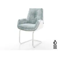 DELIFE Cantilever Clea-Flex tissu mixte cuir de vache blanc-bleu pastel pied cantilever plat blanc