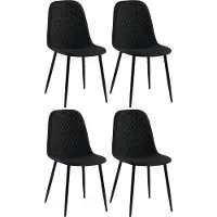 CLP Lot de 4 chaises Giverny avec surpiqûres décoratives, noir, tissu