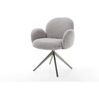 DELIFE Chaise-pivotante Nube-Flex mit Armlehnen côtelé gris argenté pied croisé large grafiete pivotement sur 360° fonction bascule ressorts ensachés