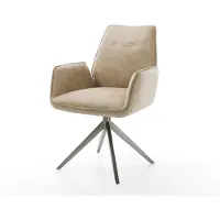 DELIFE Chaise-pivotante Zoa-Flex microvelours beige vintage pied croisé large grafiete pivotement sur 360° fonction bascule ressorts ensachés