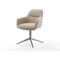 DELIFE Chaise-pivotante Pejo-Flex tissu mixte couleur boue pied de chaise 4 branches acier inoxydable brossé pivotement sur 360° fonction bascule ressorts ensachés