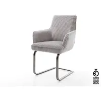 DELIFE Cantilever Heira-Flex mit Armlehnen côtelé gris argenté pied cantilever plat grafiete ressorts ensachés