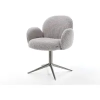 DELIFE Chaise-pivotante Nube-Flex mit Armlehnen côtelé gris argenté pied de chaise 4 branches grafiete pivotement sur 360° fonction bascule ressorts ensachés