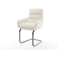 DELIFE Cantilever Abelia-Flex mit Armlehnen bouclé blanc pied cantilever plat grafiete