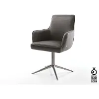 DELIFE Chaise-pivotante Heira-Flex mit Armlehnen microvelours anthracite vintage pied de chaise 4 branches grafiete pivotement sur 360° fonction bascule ressorts ensachés