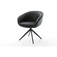 DELIFE Chaise-pivotante Vinka-Flex cuir de vache noir pied croisé large noir pivotement sur 360° fonction bascule ressorts ensachés