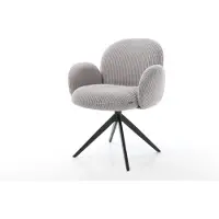 DELIFE Chaise-pivotante Nube-Flex côtelé gris argenté pied croisé large noir pivotement sur 360° fonction bascule ressorts ensachés
