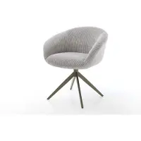 DELIFE Chaise-pivotante Vinka-Flex côtelé gris argenté pied croisé large aspect titane pivotement sur 360° fonction bascule ressorts ensachés