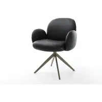 DELIFE Chaise-pivotante Nube-Flex cuir de vache noir pied croisé large aspect titane pivotement sur 360° fonction bascule ressorts ensachés