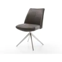 DELIFE Chaise-pivotante Elso-Flex microvelours anthracite vintage pied croisé large acier inoxydable brossé pivotement sur 360° fonction bascule ressorts ensachés