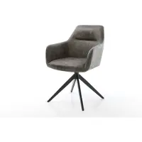 DELIFE Chaise-pivotante Pejo-Flex microvelours gris antique pied croisé large noir pivotement sur 360° fonction bascule ressorts ensachés
