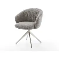 DELIFE Chaise-pivotante Caja-Flex bouclé gris argenté pied croisé large acier inoxydable brossé pivotement sur 360° fonction bascule ressorts ensachés
