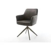 DELIFE Chaise-pivotante Xana-Flex microvelours anthracite vintage pied croisé large aspect titane pivotement sur 360° fonction bascule ressorts ensachés