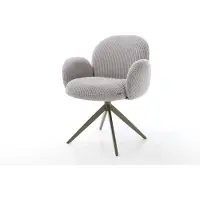 DELIFE Chaise-pivotante Nube-Flex côtelé gris argenté pied croisé large aspect titane pivotement sur 360° fonction bascule ressorts ensachés