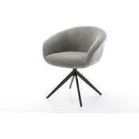 DELIFE Chaise-pivotante Vinka-Flex bouclé gris argenté pied croisé large noir pivotement sur 360° fonction bascule ressorts ensachés