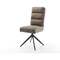 DELIFE Chaise-pivotante Pela-Flex microvelours taupe vintage pied croisé large noir pivotement sur 360° fonction bascule ressorts ensachés