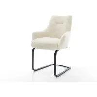 DELIFE Cantilever Alja-Flex avec accoudoirs peluche crème-blanc pied cantilever plat noir resorts ensachés
