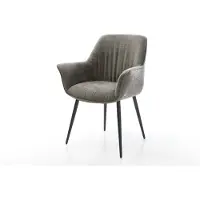 DELIFE Chaise-de-salle-à-manger Keila-Flex avec accoudoirs bouclé doux couleur boue 4 pieds coniques noir